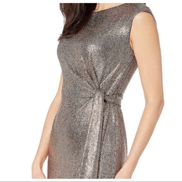 Tahari ASL Hammered Stretch Metallic Dress - Picture 8 of 16